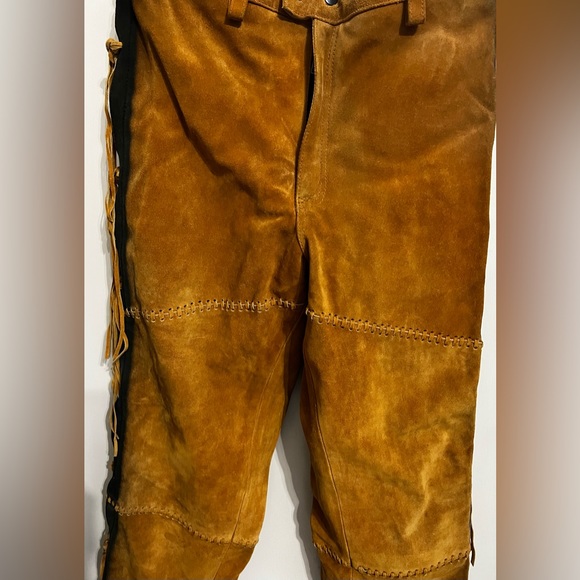 Genuine Leather fringe, lined, pants by 3B West by Tansmith - Picture 3 of 16